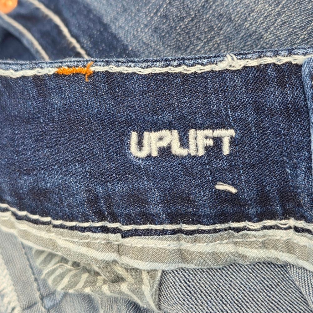 Vanity Uplift Orange Stitch Flare Blue Jeans 33x33 Mid-rise Women's NWT - Picture 11 of 15